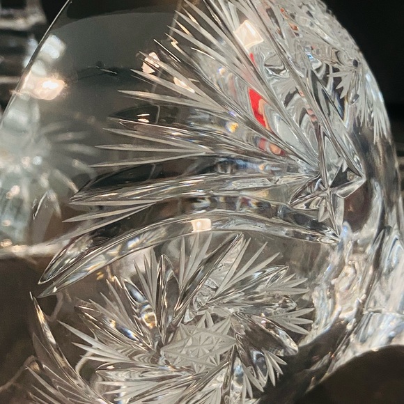 Antique Barbara Crystal Cut Pinwheel Set of 3 Champagne Glasses 5” Tall